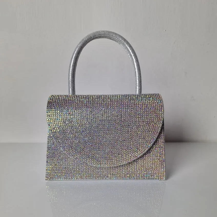 Sparkly Pearl Siver Diamante Mini Grab Bag