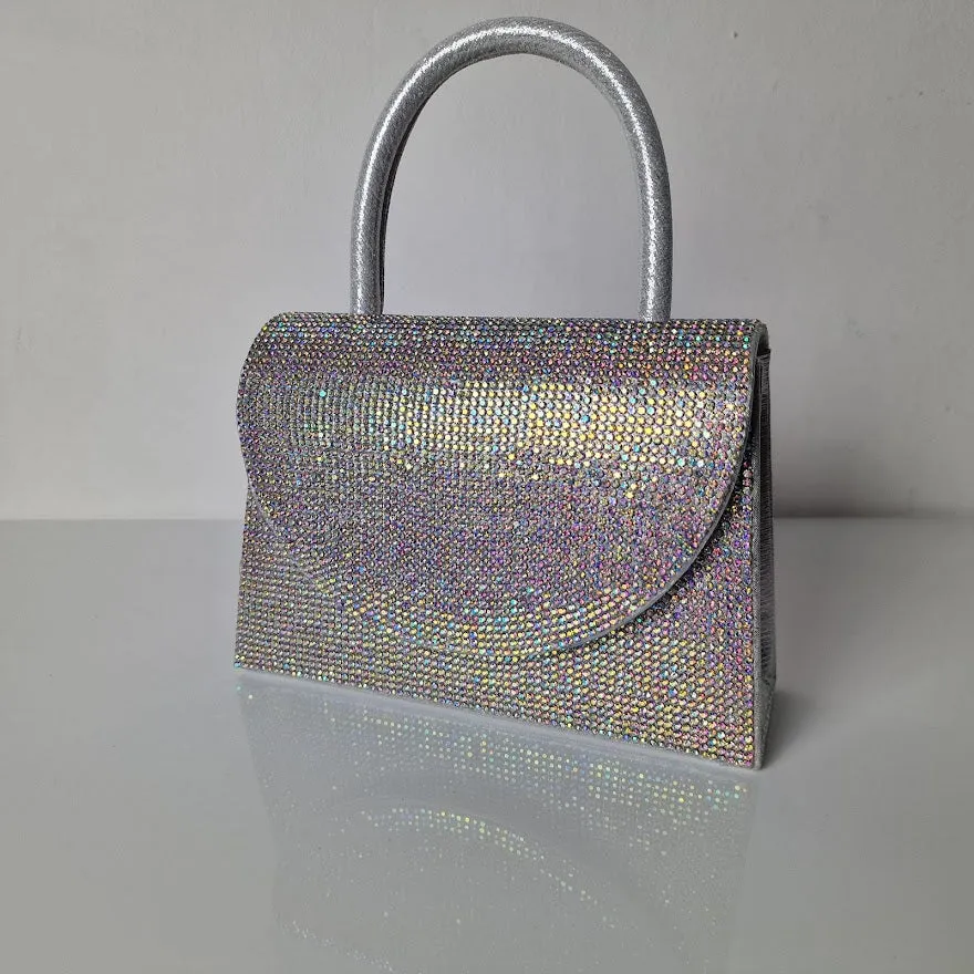 Sparkly Pearl Siver Diamante Mini Grab Bag