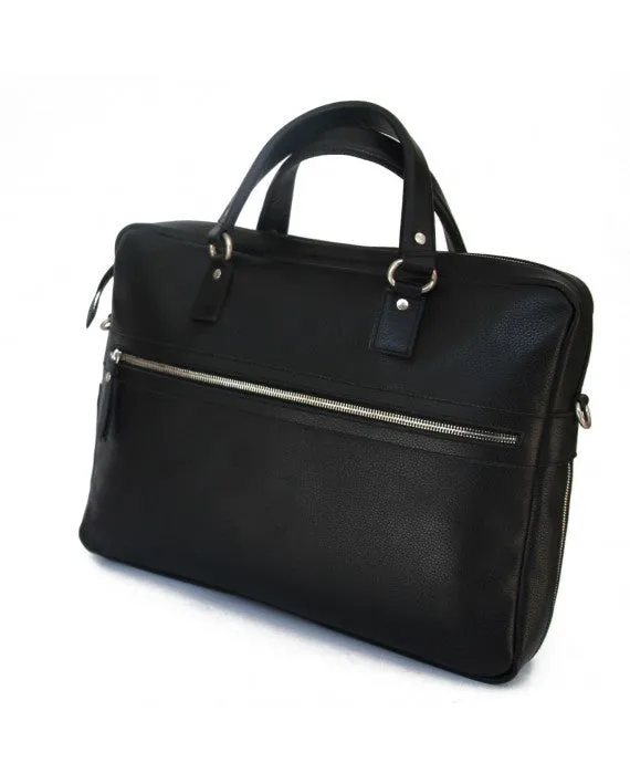 WOLF - Black Genuine Handmade leather briefcase - Leather satchel